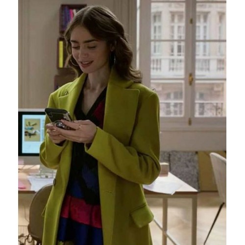 Emily In Paris Emily Cooper Green Wool-blend Coat